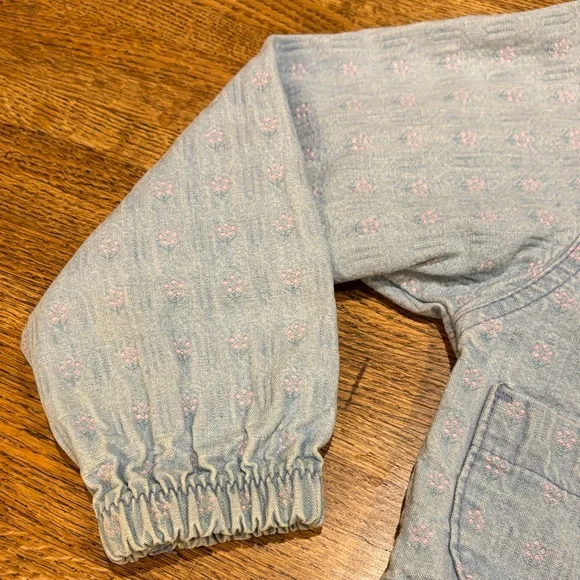 Vintage  OshKosh B'gosh Denim Jacket with Pink Flower Accents - Picture 5 of 10